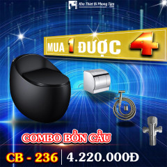 Combo Bồn Cầu Trứng Đen Cao Cấp CODOR CB236