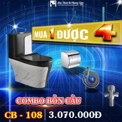 Combo Bồn Cầu Đen Vân Đá CODOR CB108